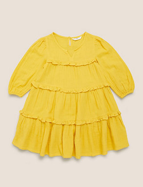 Pure Cotton Tiered Dress (6-16 Yrs) Image 2 of 4