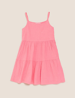 Pure Cotton Tiered Dress (6-16 Yrs) Image 2 of 4