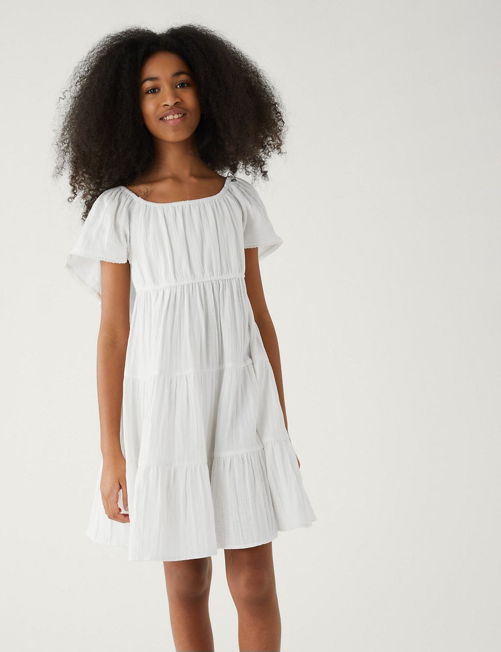 Pure Cotton Tiered Dress (6-16 Yrs) | M&S Collection | M&S
