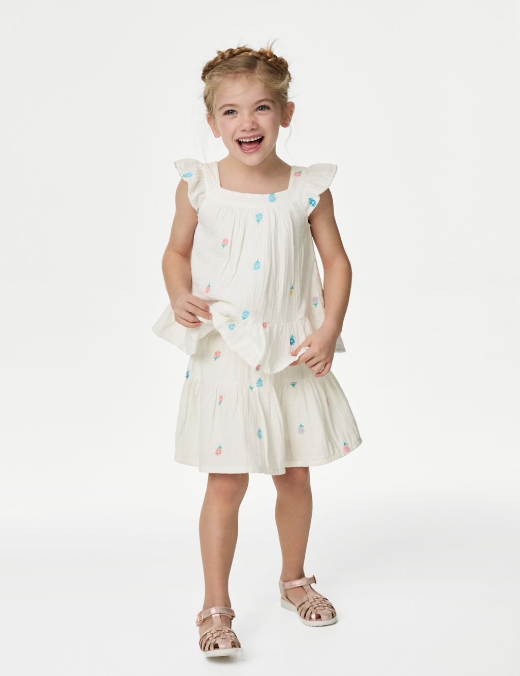 Pure Cotton Tiered Skirt (2-8 Yrs) 2 of 6