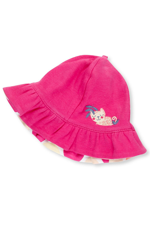 Pure Cotton Tiger Embroidered Reversible Sun Hat Image 1 of 1