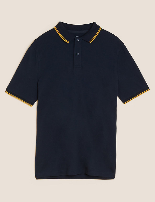 Pure Cotton Tipped Pique Polo Shirt Image 1 of 1