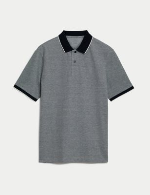 Pure Cotton Tipped Pique Shirt Image 2 of 5