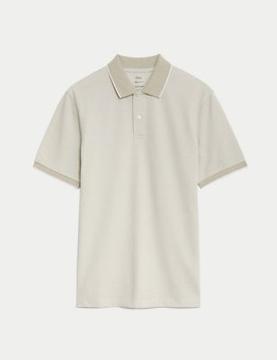 Pure Cotton Tipped Pique Shirt Image 2 of 5