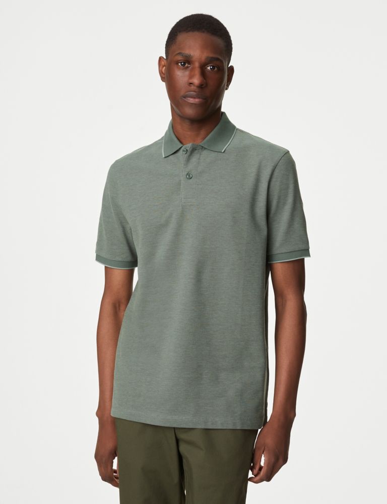 Pure Cotton Tipped Pique Shirt 1 of 5