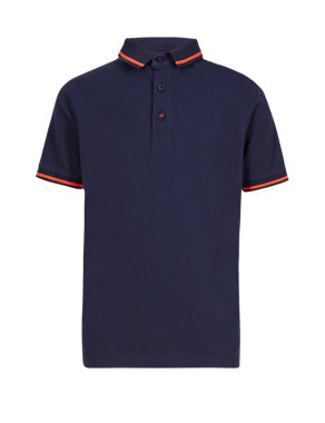 Pure Cotton Tipped Polo Shirt (5-14 Years) Image 2 of 3