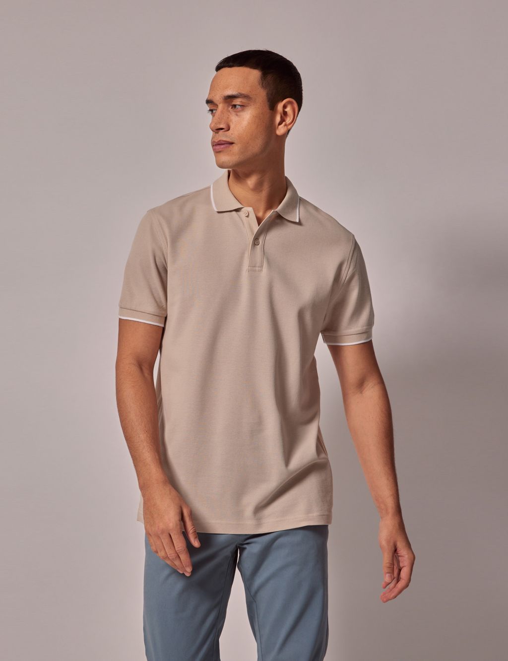 Pure Cotton Tipped Polo Shirt 3 of 5