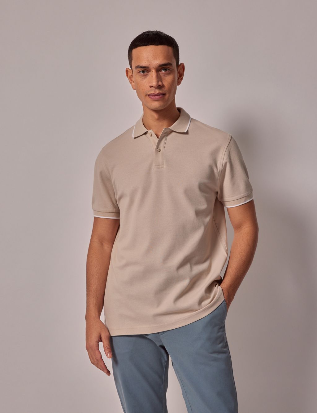 Pure Cotton Tipped Polo Shirt 1 of 5