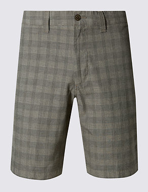 Pure Cotton Tonal Grid Checked Shorts Image 2 of 3