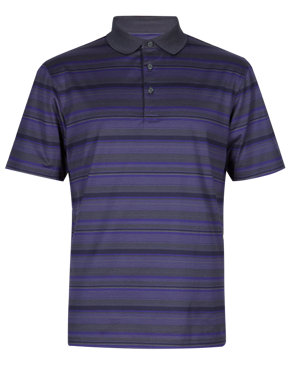 Pure Cotton Tonal Multi-Striped Polo Shirt Image 2 of 3