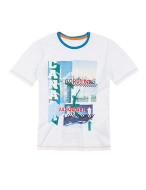 Pure Cotton Toronto & Vancouver City Print T-Shirt (5-14 Years) Image 2 of 3