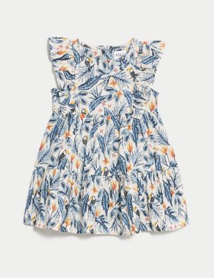 Pure Cotton Toucan Dress (0-3 Yrs) Image 2 of 5