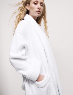 Long white towelling dressing gown sale