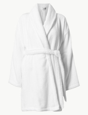 Pure Cotton Towelling Short Dressing Gown Image 2 of 4