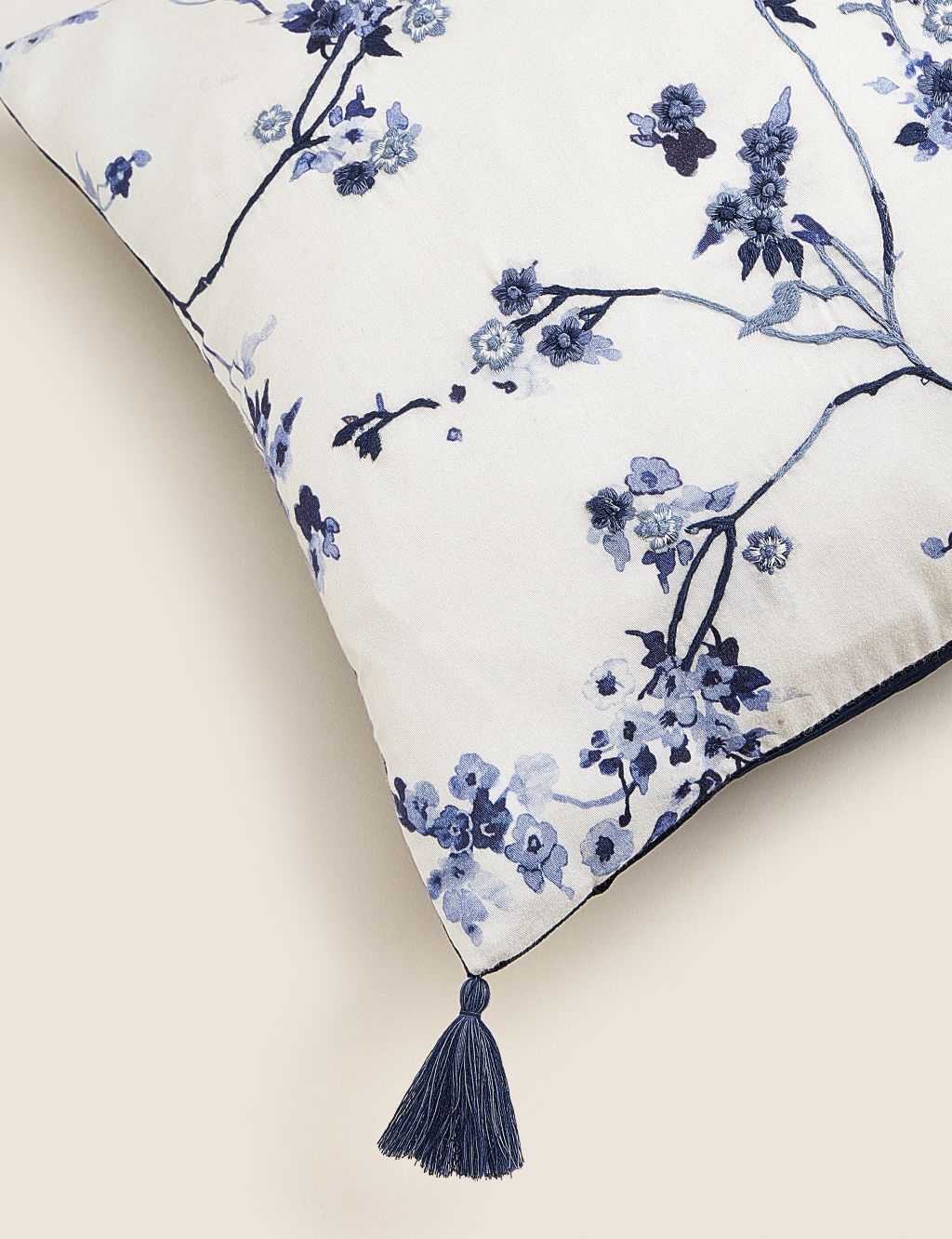 Pure Cotton Trailing Cherry Blossom Bolster Cushion 6 of 7