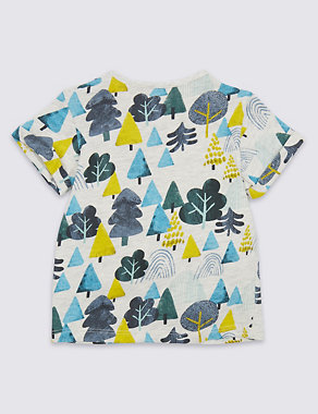 Pure Cotton Tree Print T-Shirt Image 2 of 3