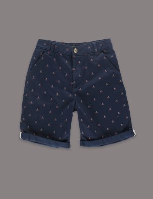 Pure Cotton Triangle Print Chino Shorts (5-14 Years) Image 2 of 3