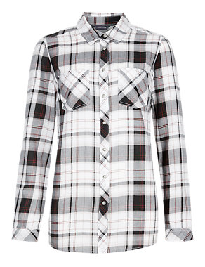 Pure Cotton Tribal Checked Shirt Image 2 of 4