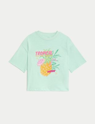 Pure Cotton Tropical Graphic T-Shirt (6-16 Yrs) Image 2 of 6