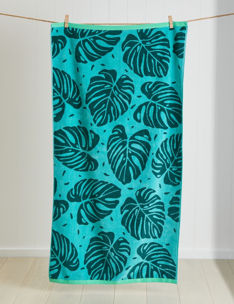 Pure Cotton Tropical Leaf Beach Towel 1 of 5