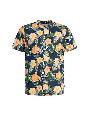 Pure Cotton Tropical Print T-Shirt (8-16 Yrs) Image 2 of 4