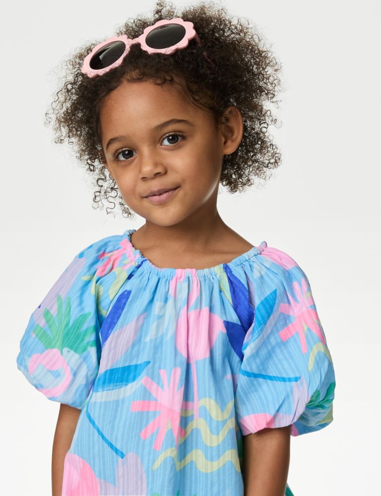 Pure Cotton Tropical Print Top (2-8 Yrs) 1 of 6