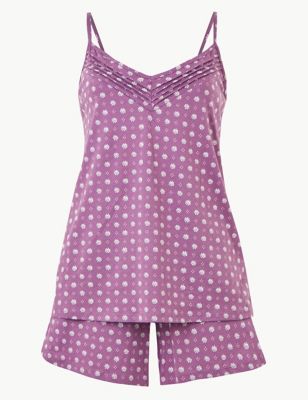 Pure Cotton Tropical Strappy Cami Pyjama Set, M&S Collection