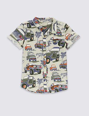 Pure Cotton Truck Print Shirt (1-7 Years) Image 2 of 3