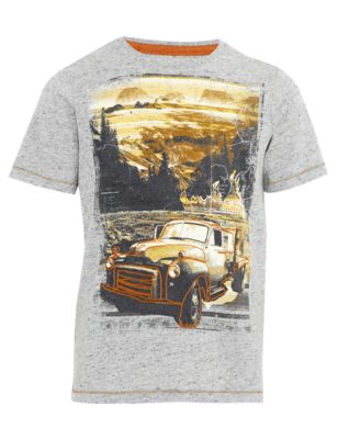 Pure Cotton Truck Print T-Shirt Image 2 of 4
