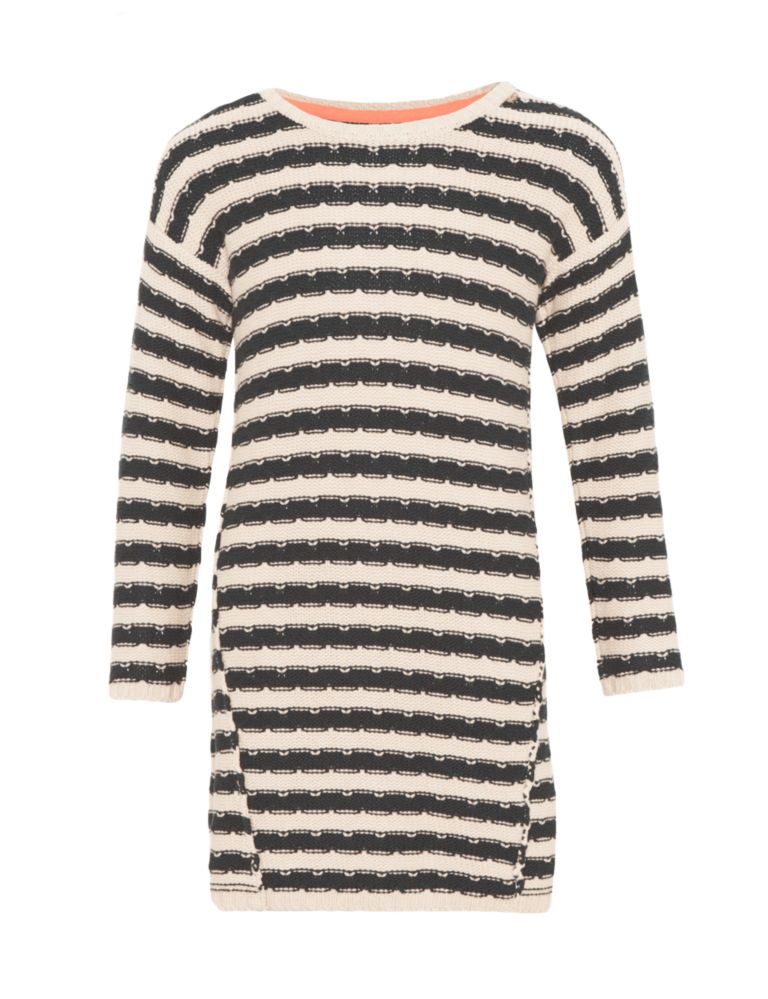 Pure Cotton Tuck Striped Knitted Dress 2 of 5