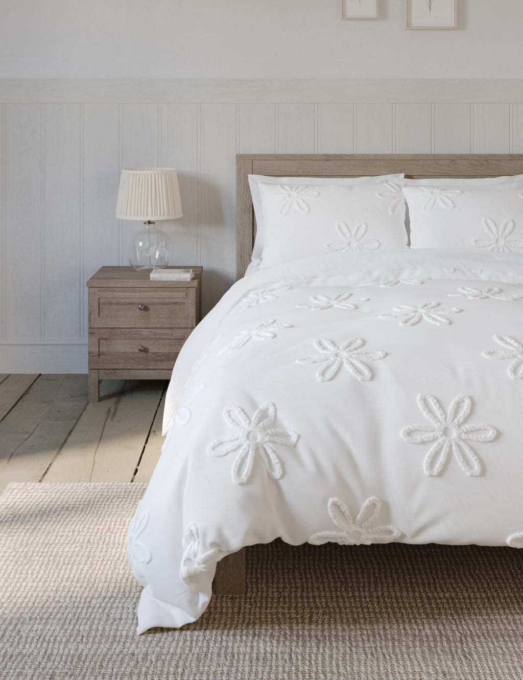 Pure Cotton Tufted Floral Bedding Set, M&S Collection