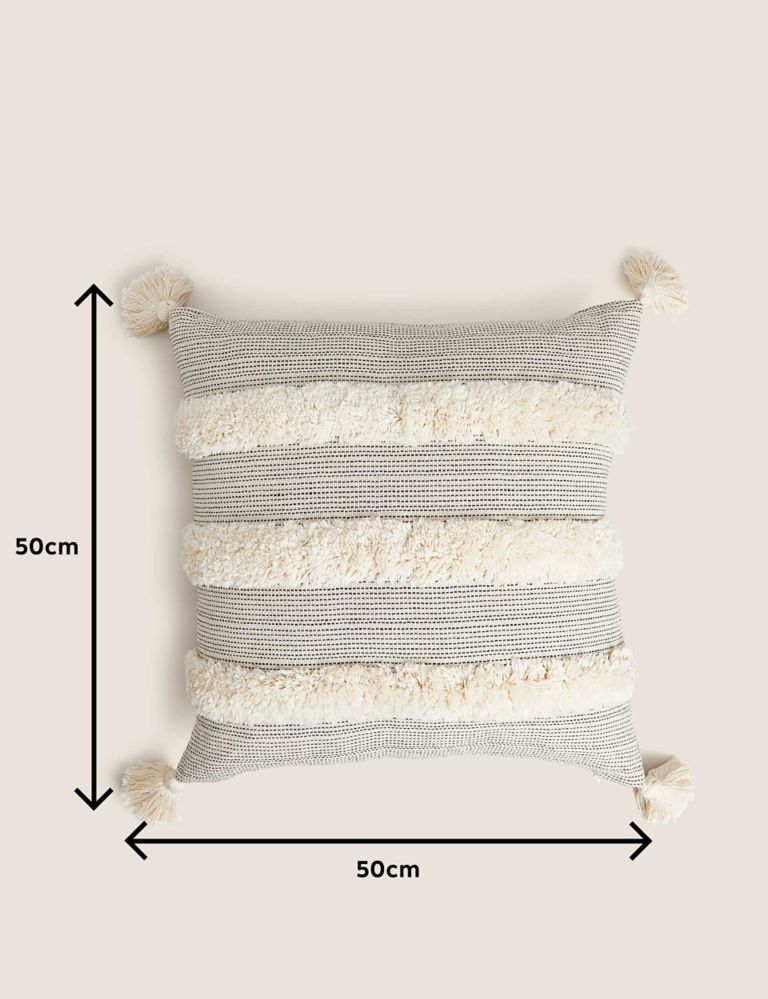 Pure Cotton Tufted Tassel Stripe Cushion 7 of 7