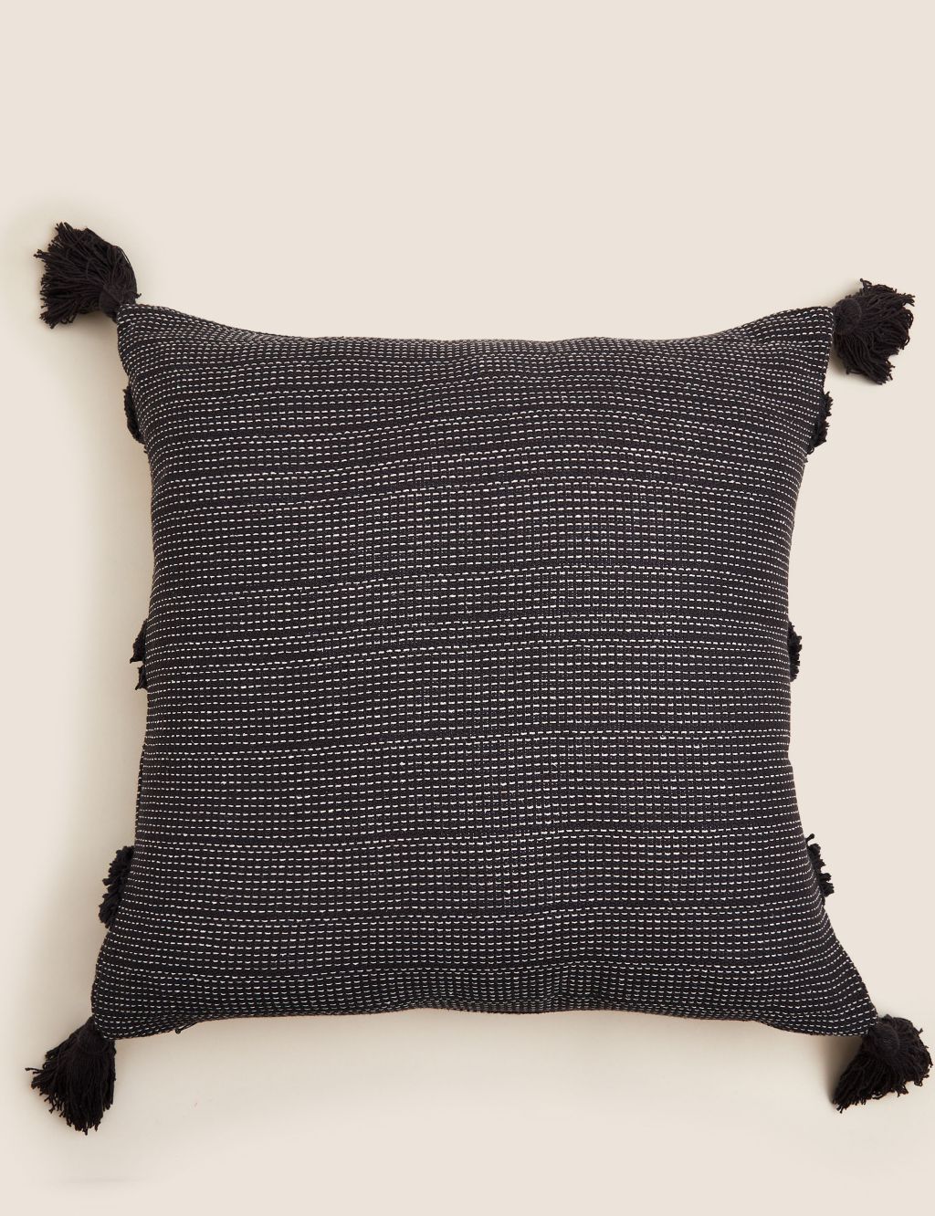 Pure Cotton Tufted Tassel Stripe Cushion | M&S Collection | M&S