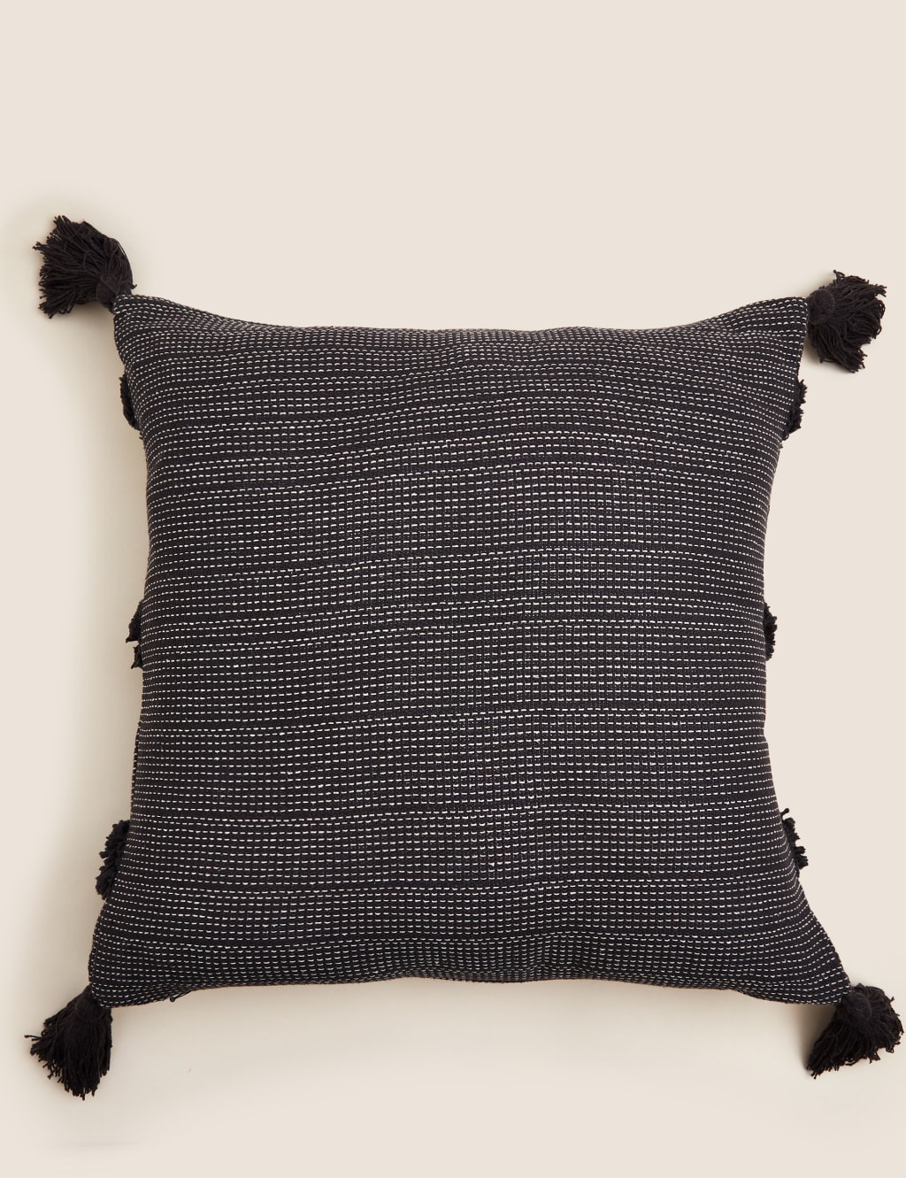 Pure Cotton Tufted Tassel Stripe Cushion 2 of 7