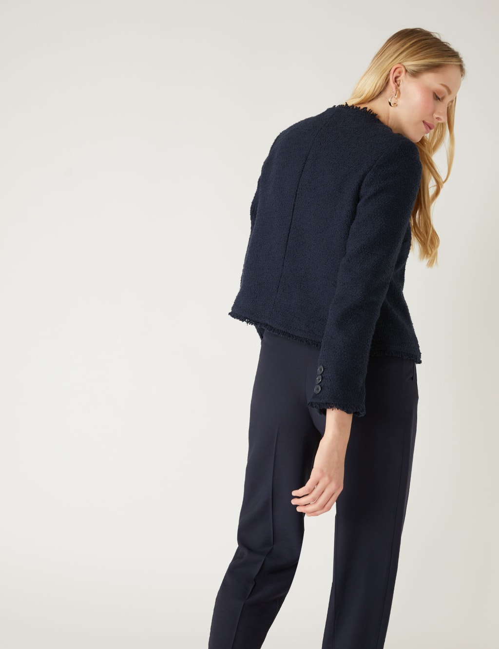 Pure Cotton Tweed Collarless Short Jacket M&S Collection M&S