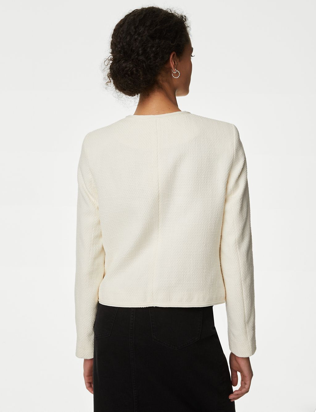 Pure Cotton Tweed Collarless Short Jacket 5 of 6