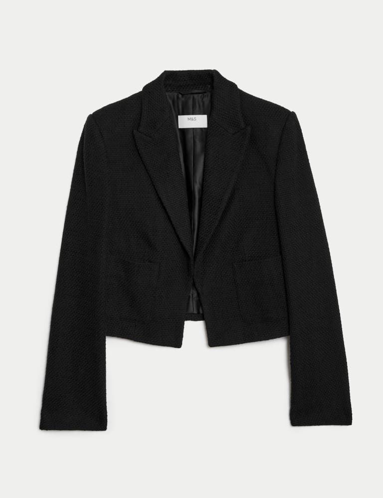 Pure Cotton Tweed Cropped Blazer