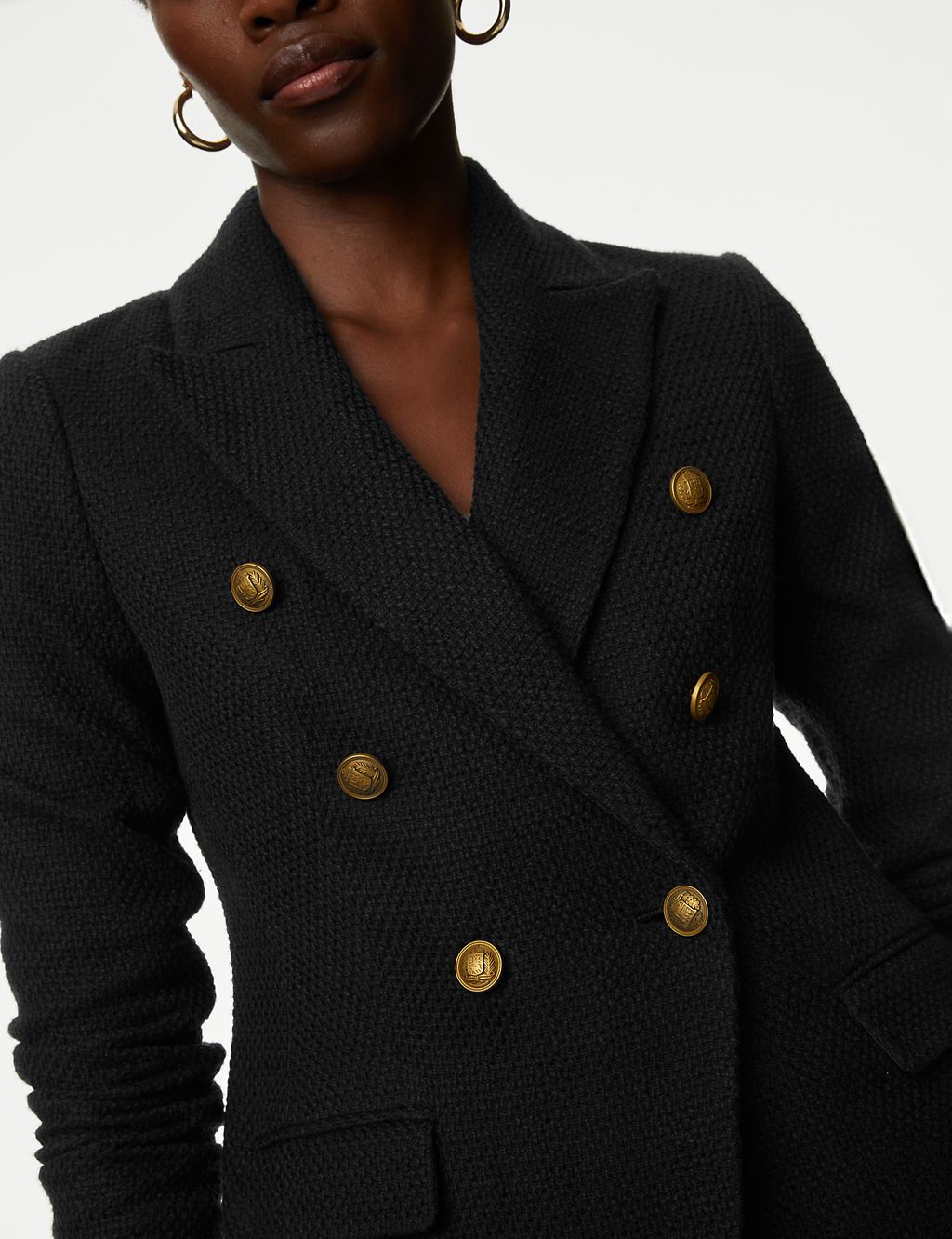 Pure Cotton Tweed Double Breasted Blazer 2 of 6