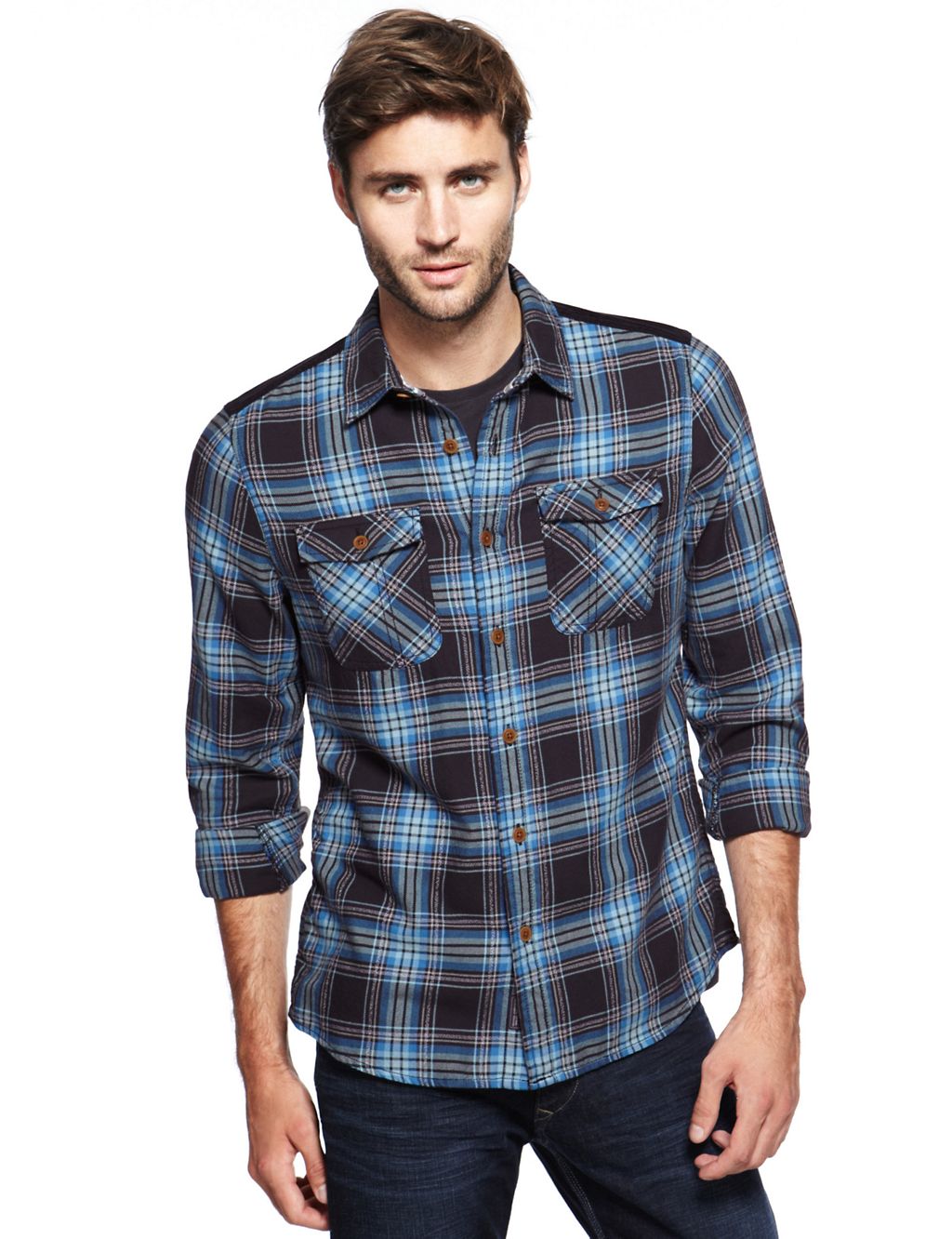 Pure Cotton Twill Checked Shirt 3 of 6