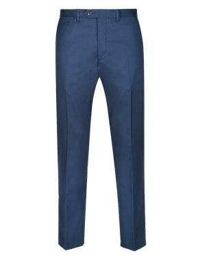 Pure Cotton Twill Flat Front Trousers Image 2 of 4
