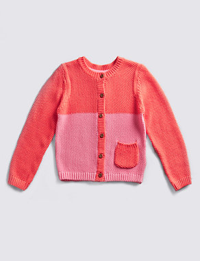 Pure Cotton Two Tone Cardigan (1-7 Years) Image 2 of 3