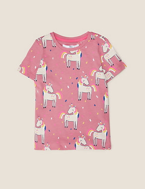 Pure Cotton Unicorn Print T-Shirt (2-7 Yrs) Image 2 of 4