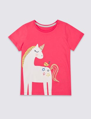 Pure Cotton Unicorn Sparkle Top (3 Months - 5 Years) Image 2 of 3