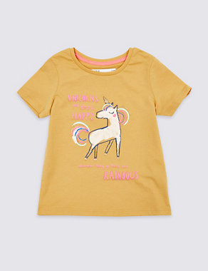 Pure Cotton Unicorn T-Shirt (3 Months – 7 Years) Image 2 of 5