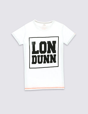 Pure Cotton Unisex LonDunn Slogan T-Shirt (5-16 Years) Image 2 of 10