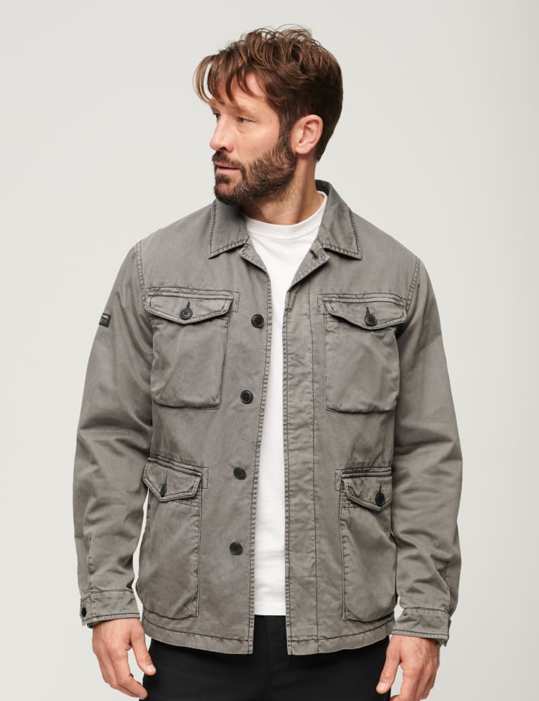 M&s collection washed cotton blend biker jacket top