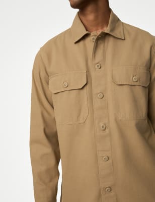 Only & sons utility overshirt in beige hot sale