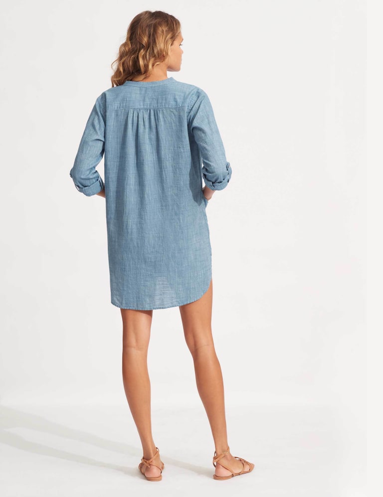 Pure Cotton V-Neck Beach Cover Up Shirt 3 of 5