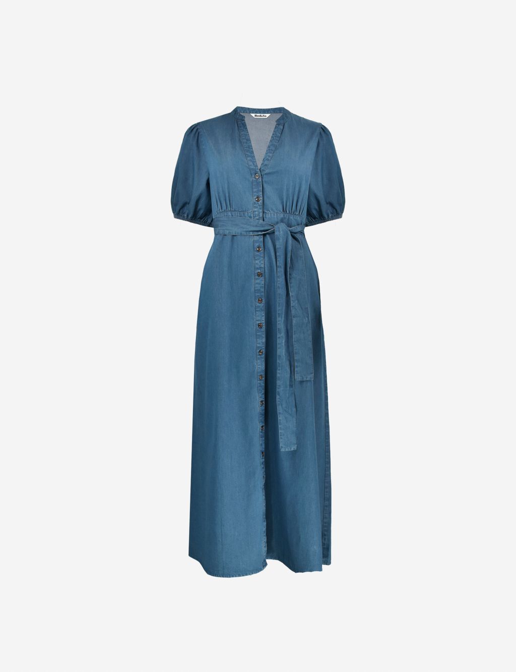 Pure Cotton V-Neck Belted Maxi Shirt Dress 1 of 4