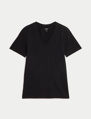 Pure Cotton V-Neck Everyday Fit T-Shirt Image 2 of 5